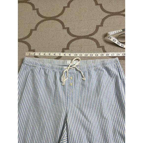 GAP blue white seersucker pajama set, poplin pant & sleep shirt, size large - Picture 6 of 14